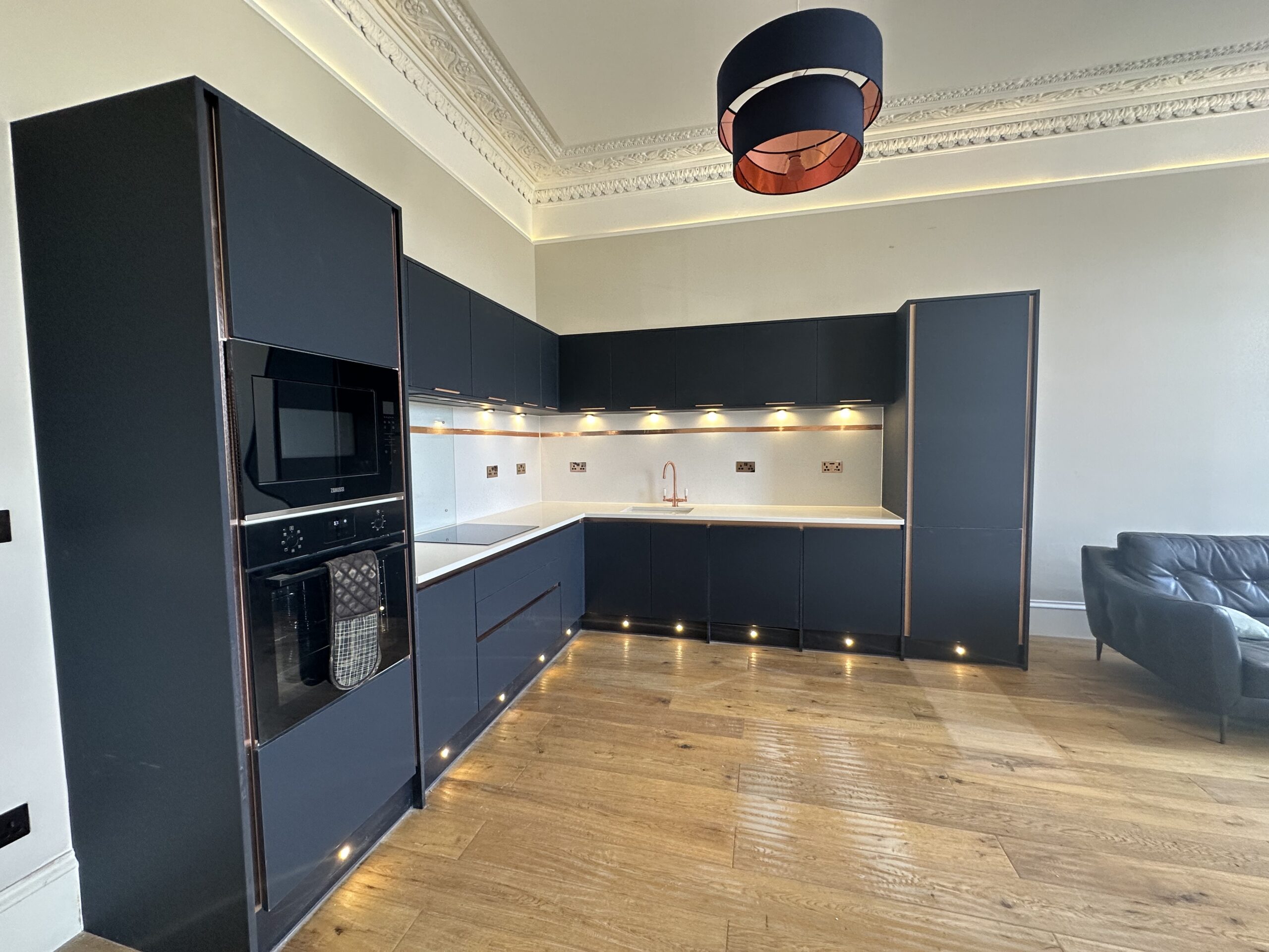 Modern open plan kitchen renovation Glasgow West End