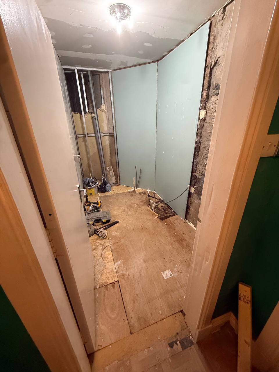 Bathroom renovation during works - aquaboard fitted Glasgow