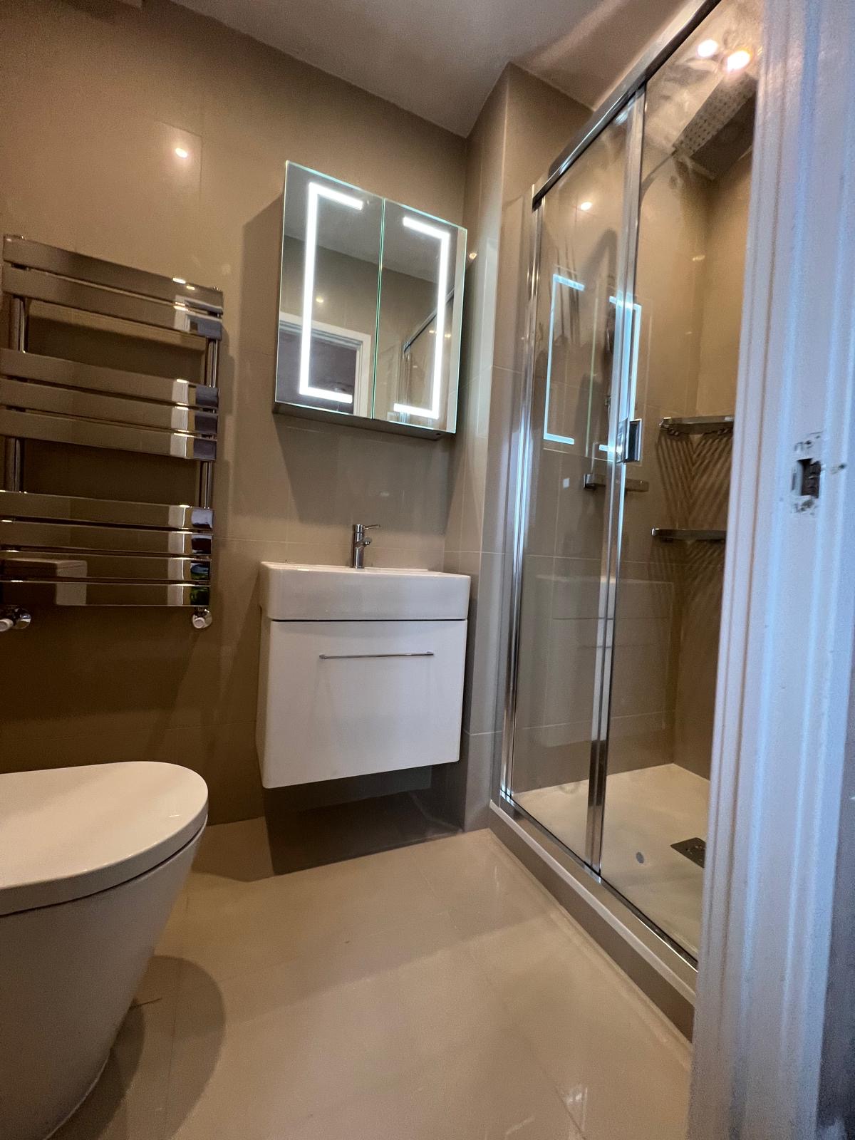 Bathroom renovation Glasgow by HomeDecorZone — fully tiled modern bathroom project